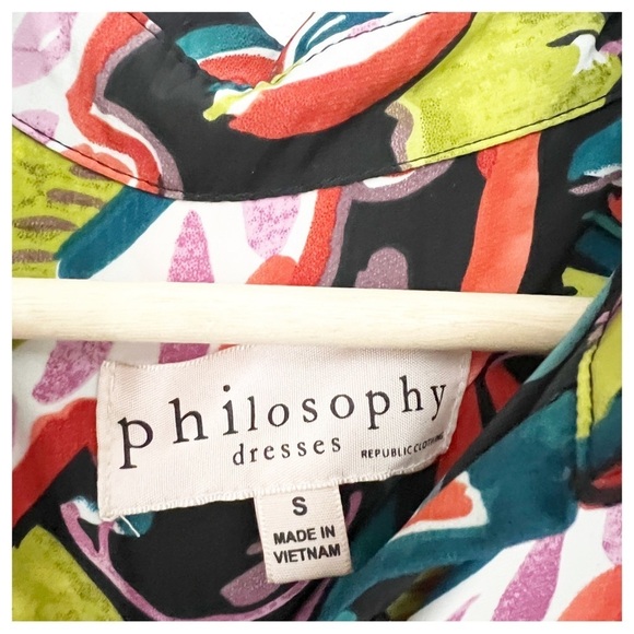 Philosophy Colorful Button Down Shirt Dress, Size Small - Picture 7 of 9